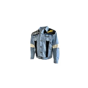 unique upcycled jean jacket featuring Houghton Equestrian