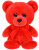 Red 5" cubby bear with silky red  ribbon bow around the neck.