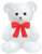10" white teddy bear with a red ribbon around the neck.