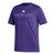 Purple t-shirt with white outlined block font of Houghton on the front with the Adidas logo above it