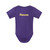 purple onesie with Future Highlander and Houghton University on front in gold and white