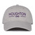 pelican gray hat with purple Houghton and Dad beneath with a line on either side