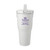 White tumbler with purple Houghton University Greatbatch School of Music imprint