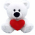 white bear with red heart pillow