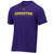 purple tee with gold Houghton outlined in white with University underneath on the chest