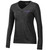 black longsleeve v-neck tee with purple Houghton embroidered in script on the left chest