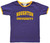 retro purple design has gold rib trim on the sleeves and neck and features "Houghton University" in gold on the front chest