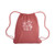 red drawstring bag with white flowers