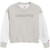 gray crew with white sleeves and tonal Houghton on chest