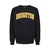 black crew neck sweatshirt with gold and white Houghton applique