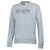 gray crew with purple and white  Houghton University embroidery outlined in silver glitter