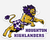 Three-inch decal with Fierce Luckey jumping over the words "Houghton Highlanders."