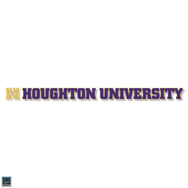 Logo H in gold with Houghton University in purple and gold next to it