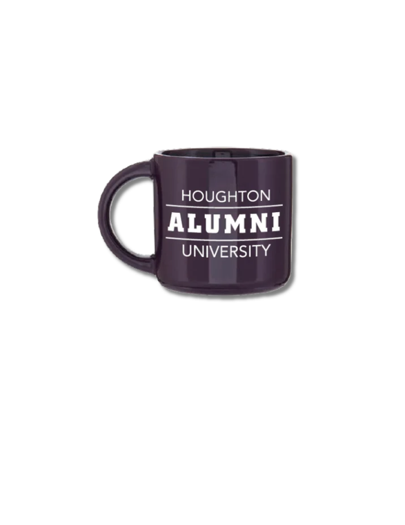 purple mug with Houghton University Alumni imprinted in white