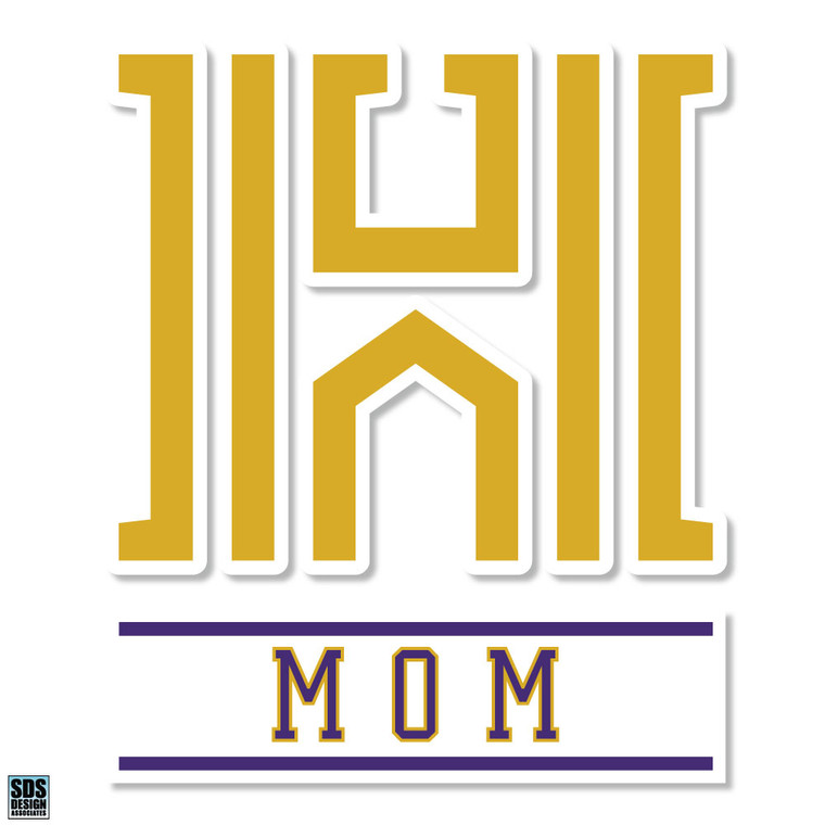 gold Houghton H over purple and gold Mom