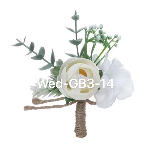 2 flowers and greenery with twine, artificial boutonniere , 6 pcs for $14.00