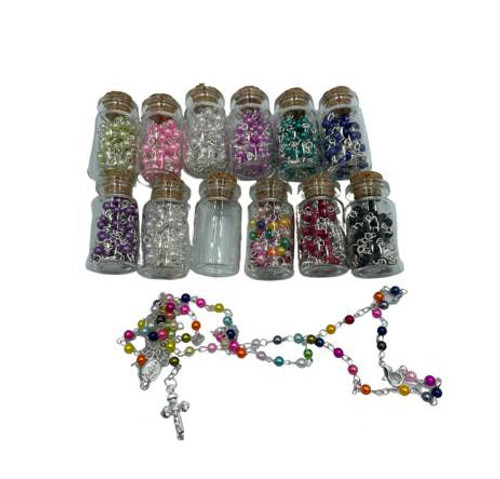 Rosary- Colourful necklace rosary in clear bottle , 12 pcs for $15 mixed colours