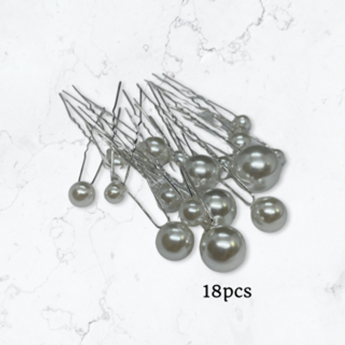 Hair Pin for hair decoration 18pcs w/pearl assort size