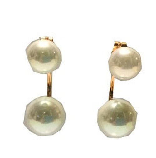 Earring- Pearl stud with hanging pearl