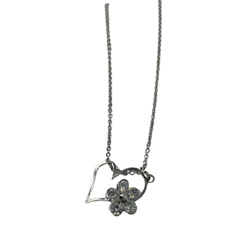 Necklace- Heart outline with flower
