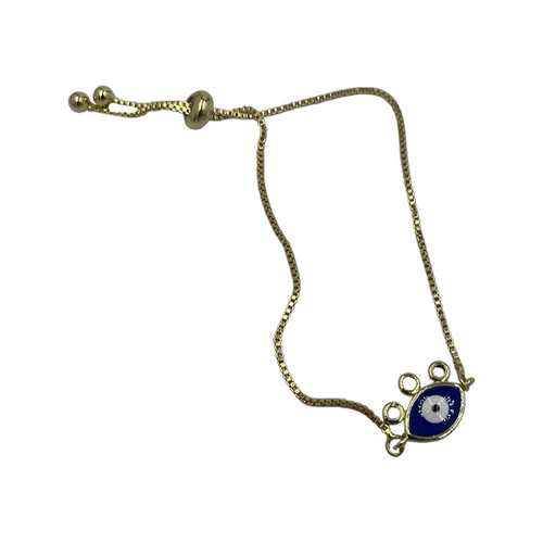Bracelet-Evil eye with 3 outline circles on top , on pull cord (colour options)