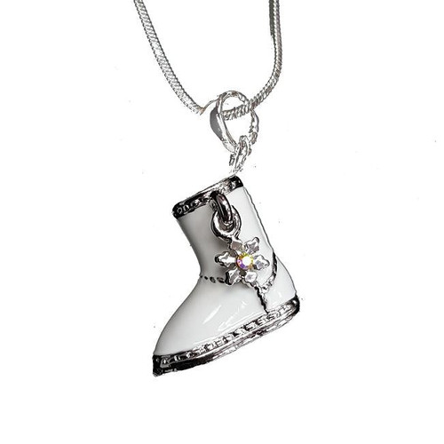 Necklace - White boot with snowflake