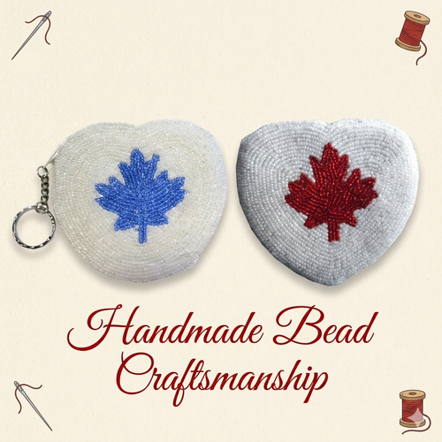 Maple Leaf Handmade Beaded Coin Purse