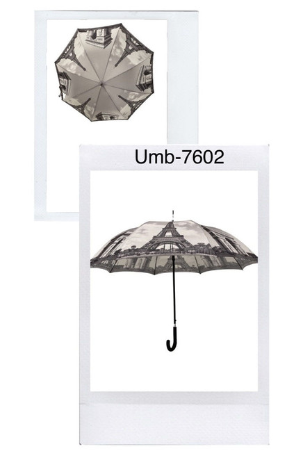 Umbrella - Grey, Eiffel and Arc de Triomphe