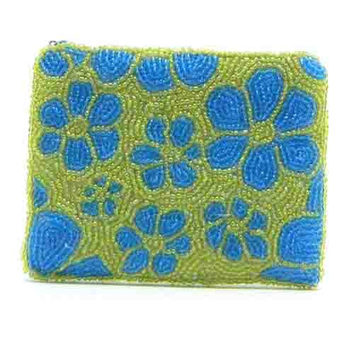 Hippie Flower, Blue on Green (Rectangle)