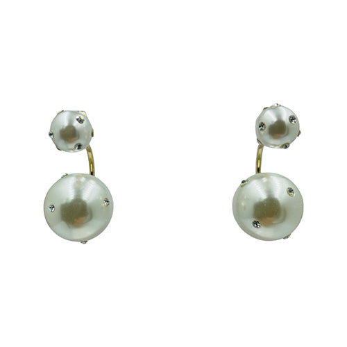 Earring- 2 pearls w/ rhinestones