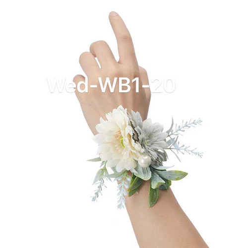 Cream flower and grey flower with greenery and pearl, artificial corsage , 6 pcs for $20