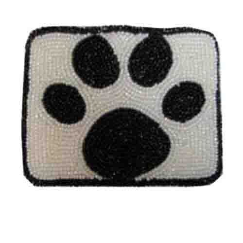 Black Paw Print on White Rectangle