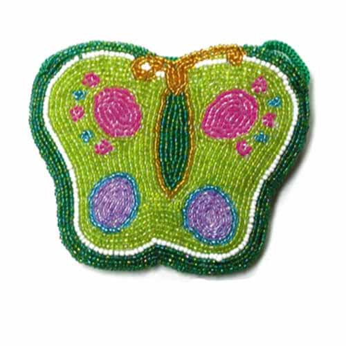 Butterfly: Green w/ Pink and Purple Dots