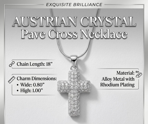 Austrian Crystal Pavé Cross Necklace