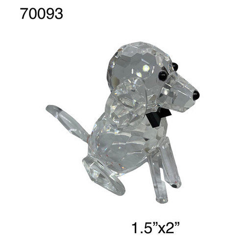 Crystal Figure- Dog sitting with black bow , ( 1.5" X  2" )