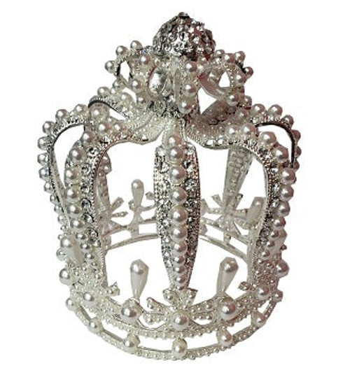 Cake Topper- Large pearl and rhinestone crown (colour options)