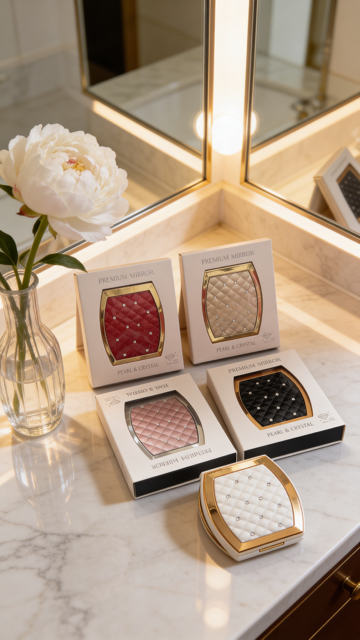 Luxury Quilted Crystal Compact Mirror -Wholesale Clearance