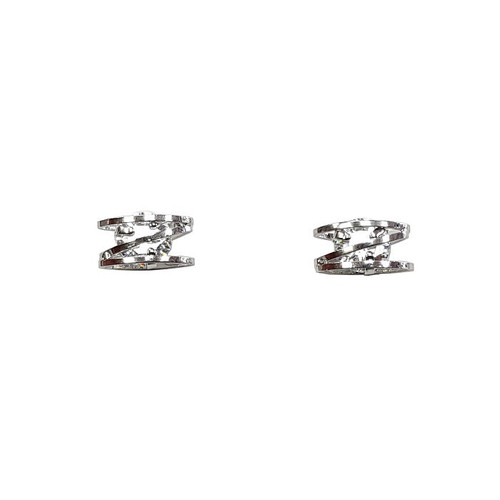 Earrings - zigzag with crystal inside, Silver