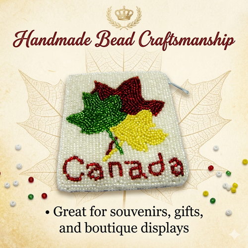 Canada Maple Leaf Handmade Beaded Coin Purse
