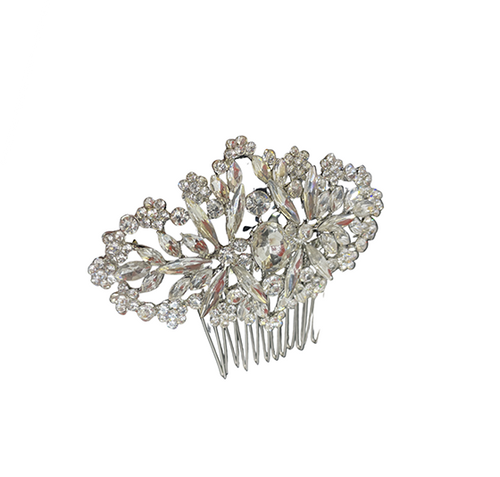 Hair Comb - Diamond Shape with Flower Border