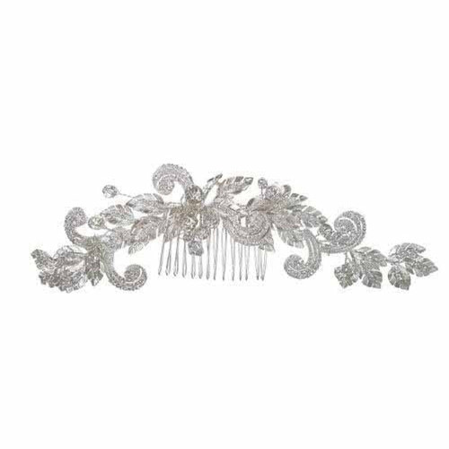 Hair comb - Large vines, leaves with crystals