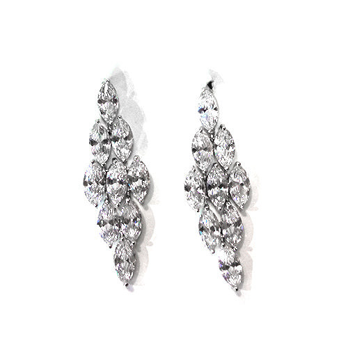 Earring - Chandelier Design with Oval Crystals