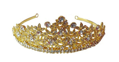 Hair Tiara- Pointy leaves with circle rhinestones- GD