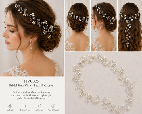 Bridal Hair Vine Pearls and Crystal