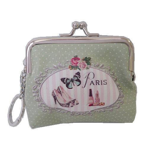 Coin purse- Paris mint green w/ white polka dots