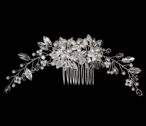 Hair Comb for bride and long style pearl and crystal