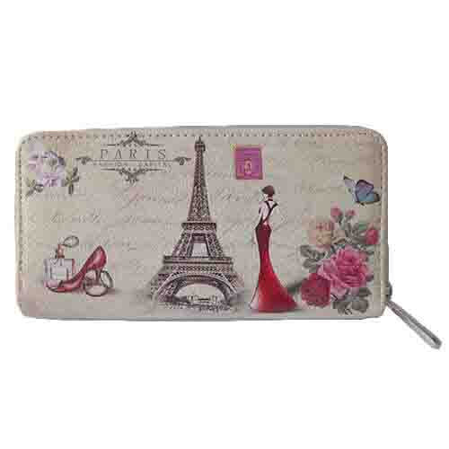 Wallet - Eiffel tower, red dress, roses