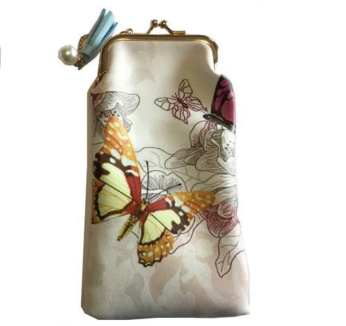 Glasses case- Orange and purple butterfly, flowers
