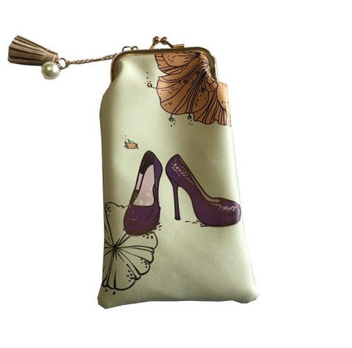 Glasses Case- Purple high heels, orange flower