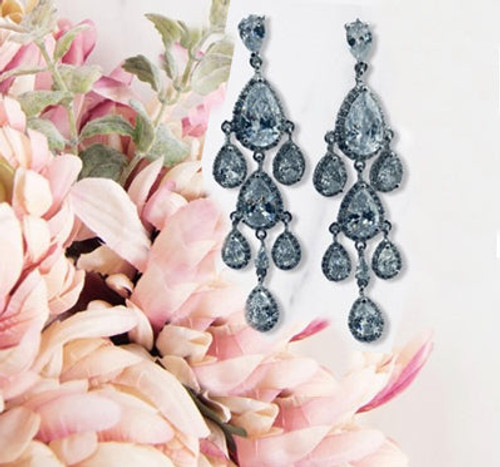 Earring- Hanging tear drop chandelier earrings AAA zirconium